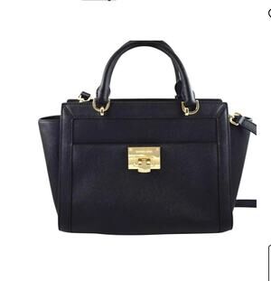 NWT Michael Kors Large Tina Leather handbag Satchel/Wallet black Gold 35H7GT4M3L